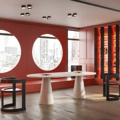 MMairo Dining Tables<Inside Out Travertine stone Large Dining Table by Karen Chekerdjian