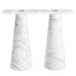 MMairo Consoles<Inside Out White Arabescato Console by Karen Chekerdjian