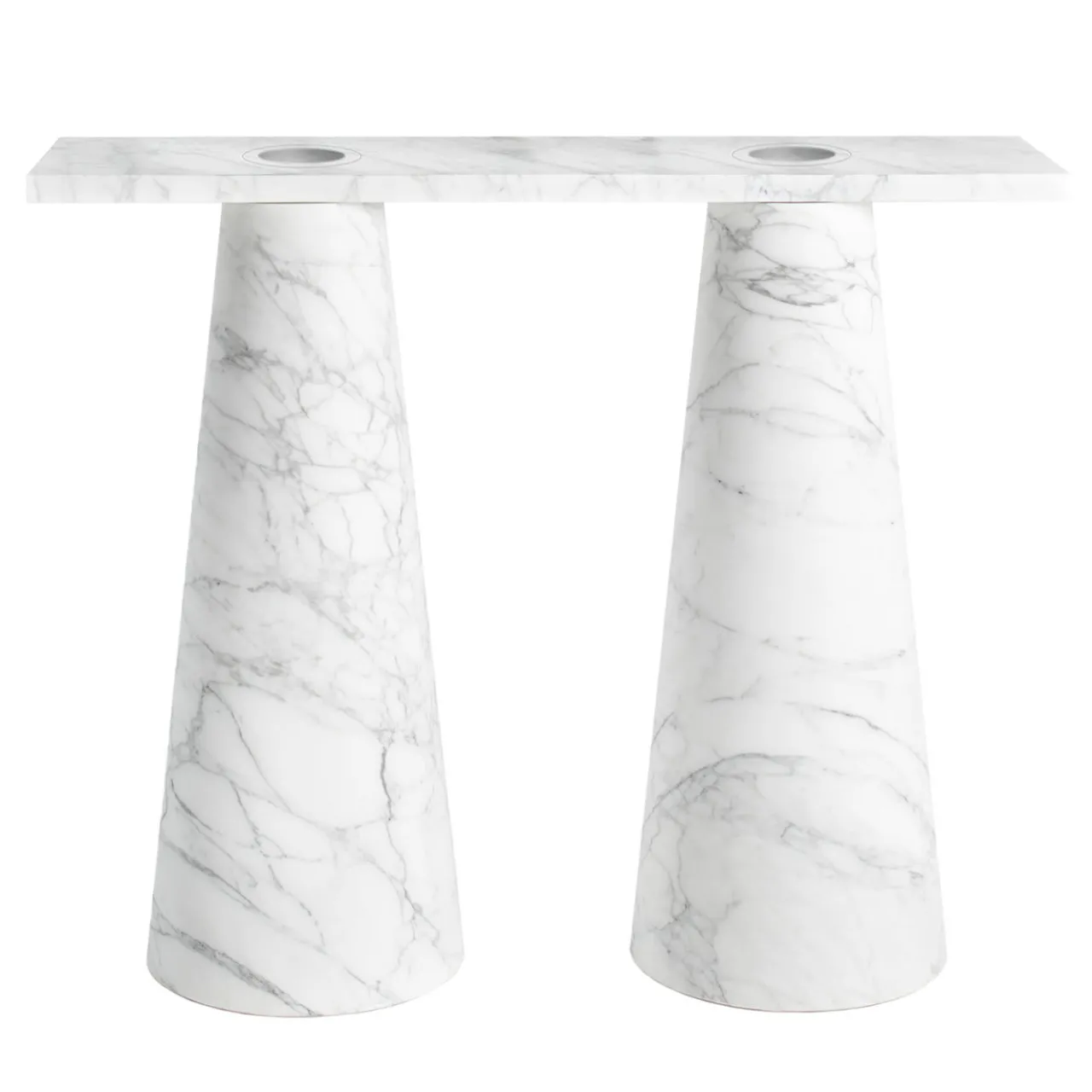 MMairo Consoles<Inside Out White Arabescato Console by Karen Chekerdjian