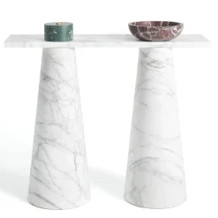 MMairo Consoles<Inside Out White Arabescato Console by Karen Chekerdjian