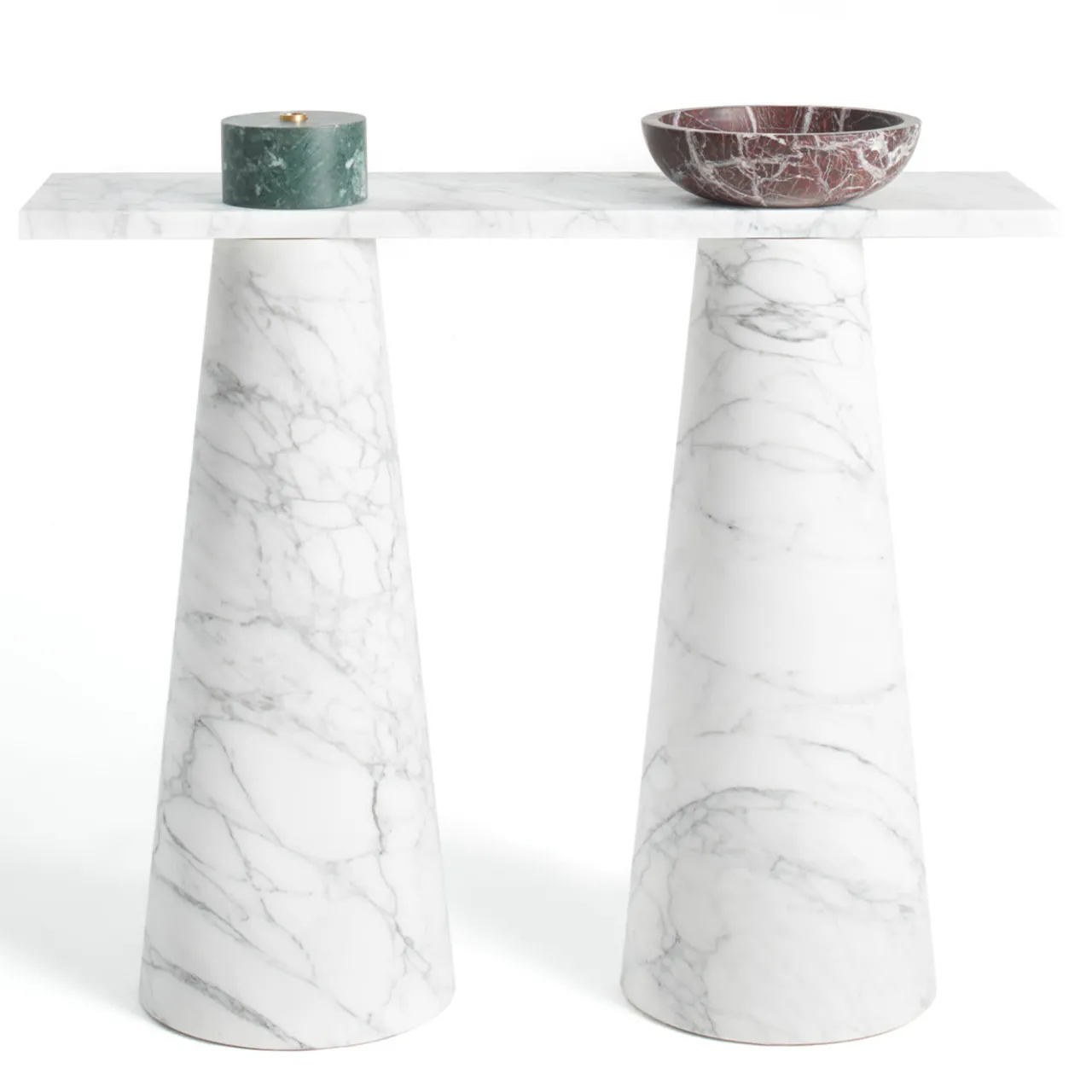 MMairo Consoles<Inside Out White Arabescato Console by Karen Chekerdjian