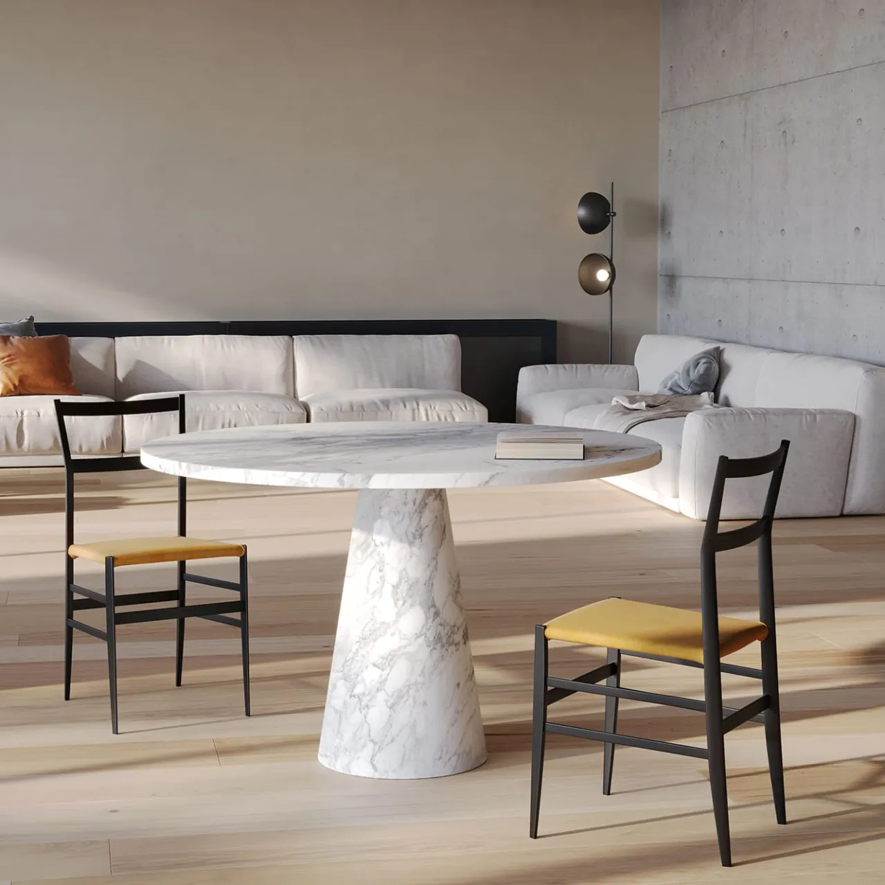 MMairo Dining Tables<Inside Out White Marble Dining Table by Karen Chekerdjian