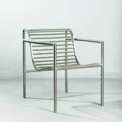 Paolo Pallucco Lounge Chairs<Insidie Gray Stainless Steel Lounge Chair