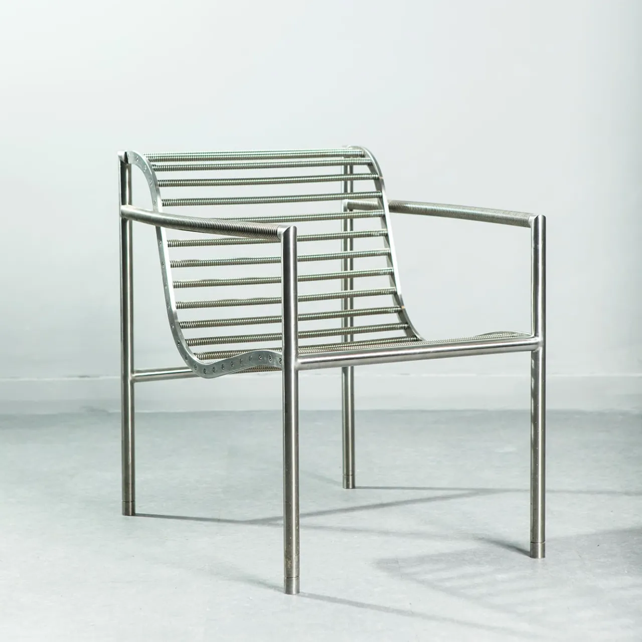 Paolo Pallucco Lounge Chairs<Insidie Gray Stainless Steel Lounge Chair