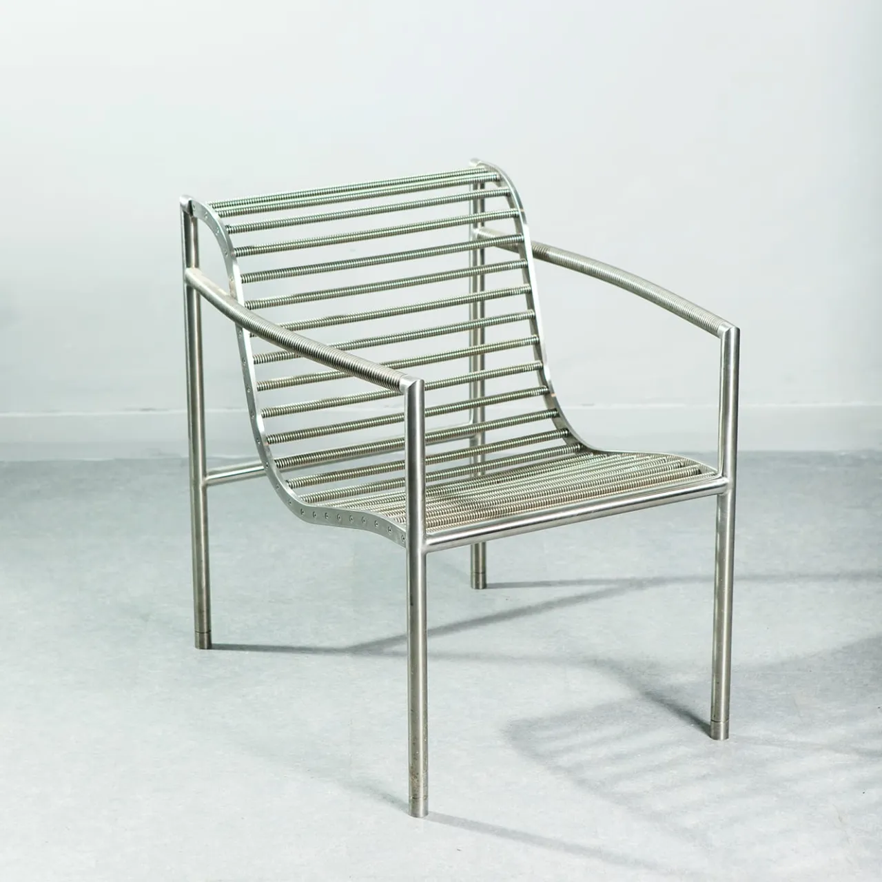 Paolo Pallucco Lounge Chairs<Insidie Gray Stainless Steel Lounge Chair