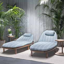 Annibale Colombo Outdoor Chaises & Daybeds<Iroko Light Blue Outdoor Sun Lounger