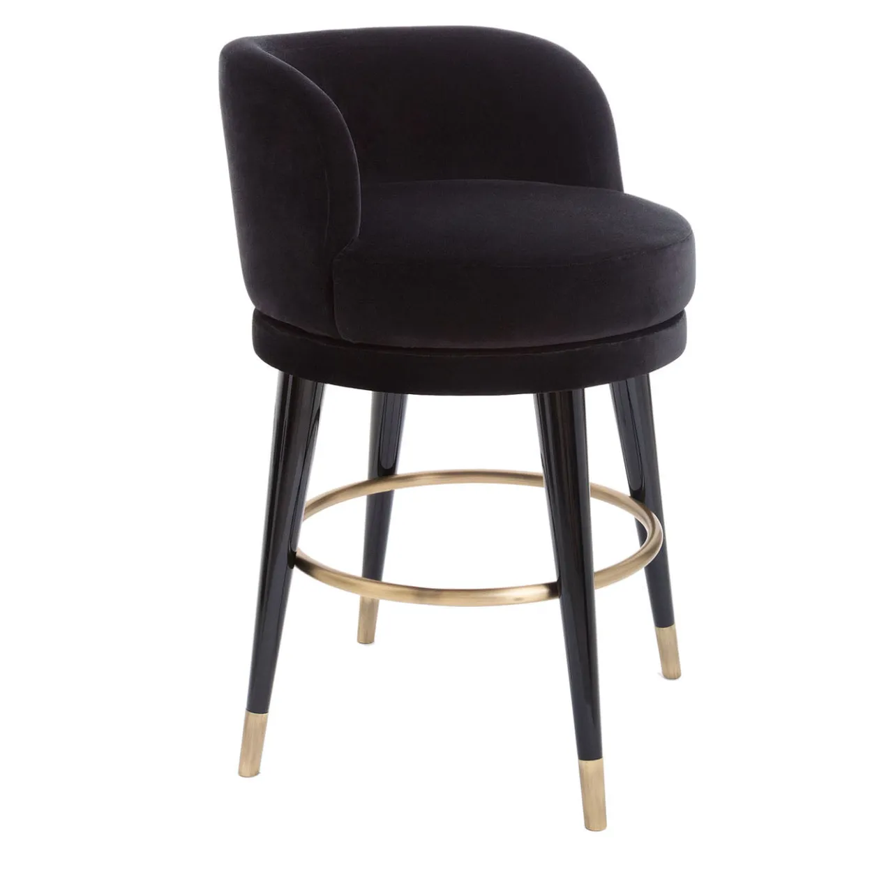 DOM Edizioni Bar Stools<Isidoro Black Swivel Bar Stool