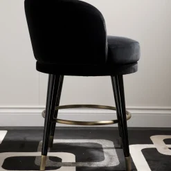 DOM Edizioni Bar Stools<Isidoro Black Swivel Bar Stool
