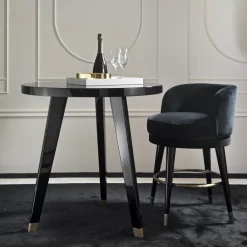 DOM Edizioni Bar Stools<Isidoro Black Swivel Bar Stool