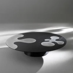Albedo Coffee Tables<ISOLE 1 Black and Matte Metal Round Coffee Table