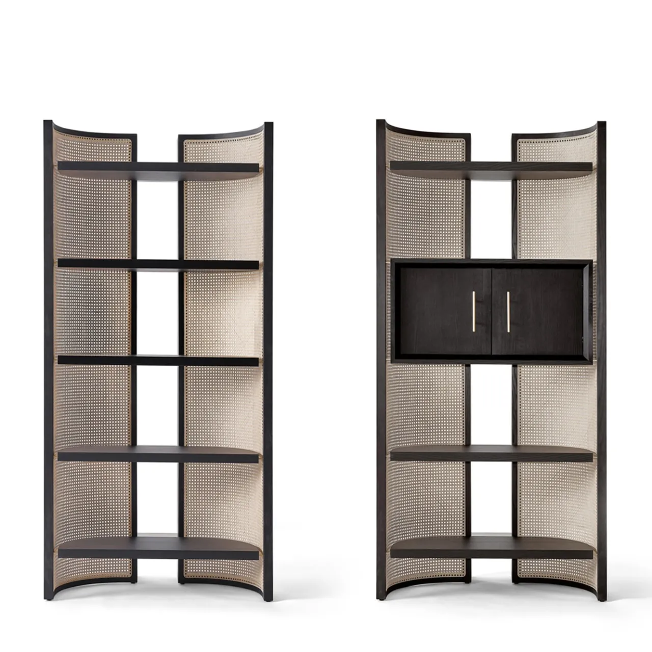 Black Tie Bookcases<Itoku Vienna Straw & Moka-Finished Ash Bookcase #1