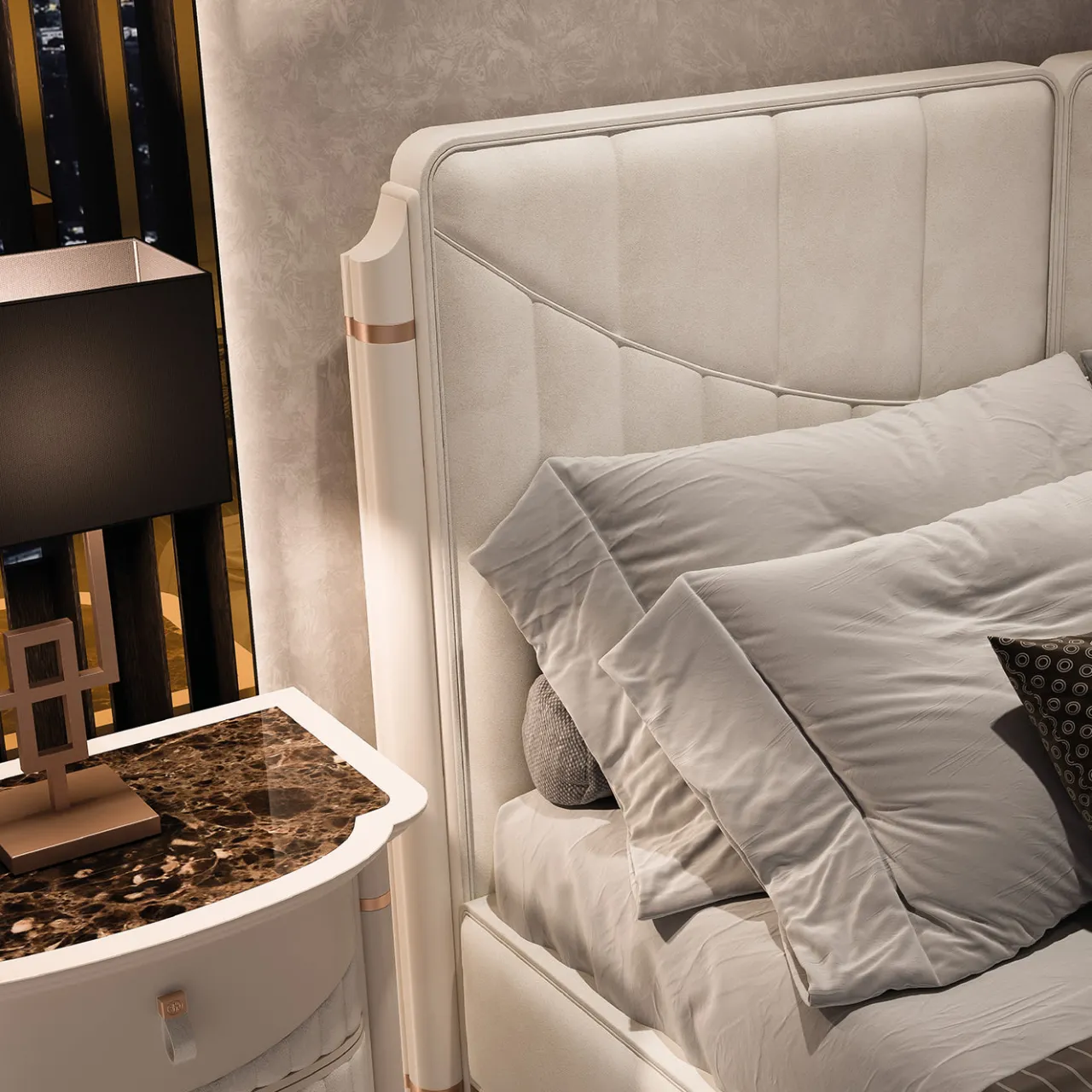 Alberto & Mario Ghezzani Beds<James Beige Double Bed