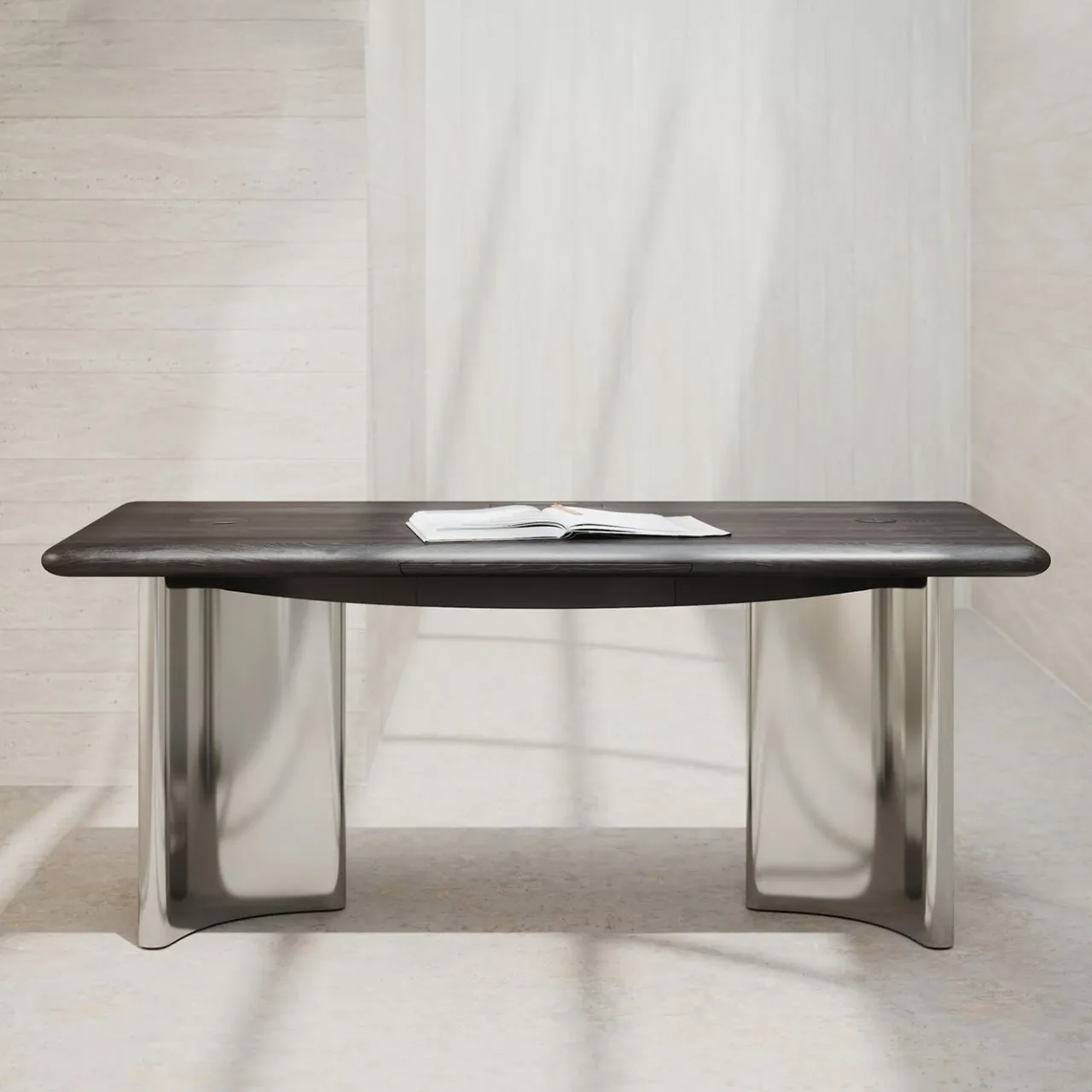 Ultramobili Desk & Writing Tables<Jean Black Oak Top With Steel Base Desk