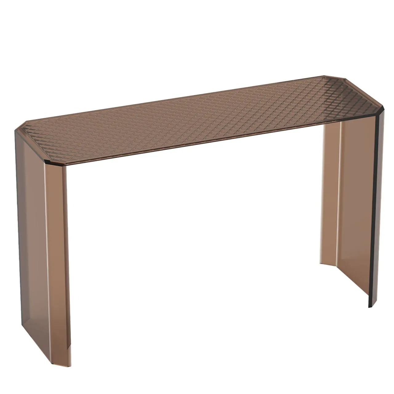 Esadesign Consoles<Jean Michel Bronze and Diamond Pattern Glass Console