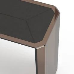 Esadesign Consoles<Jean Michel Bronze Glass and Black Coffee Leather Console
