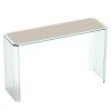 Esadesign Consoles<Jean Michel Clear Glass and Beige Leather Console