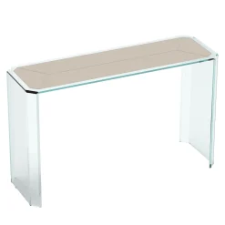 Esadesign Consoles<Jean Michel Clear Glass and Beige Leather Console