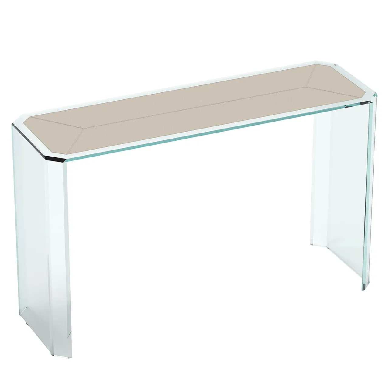Esadesign Consoles<Jean Michel Clear Glass and Beige Leather Console