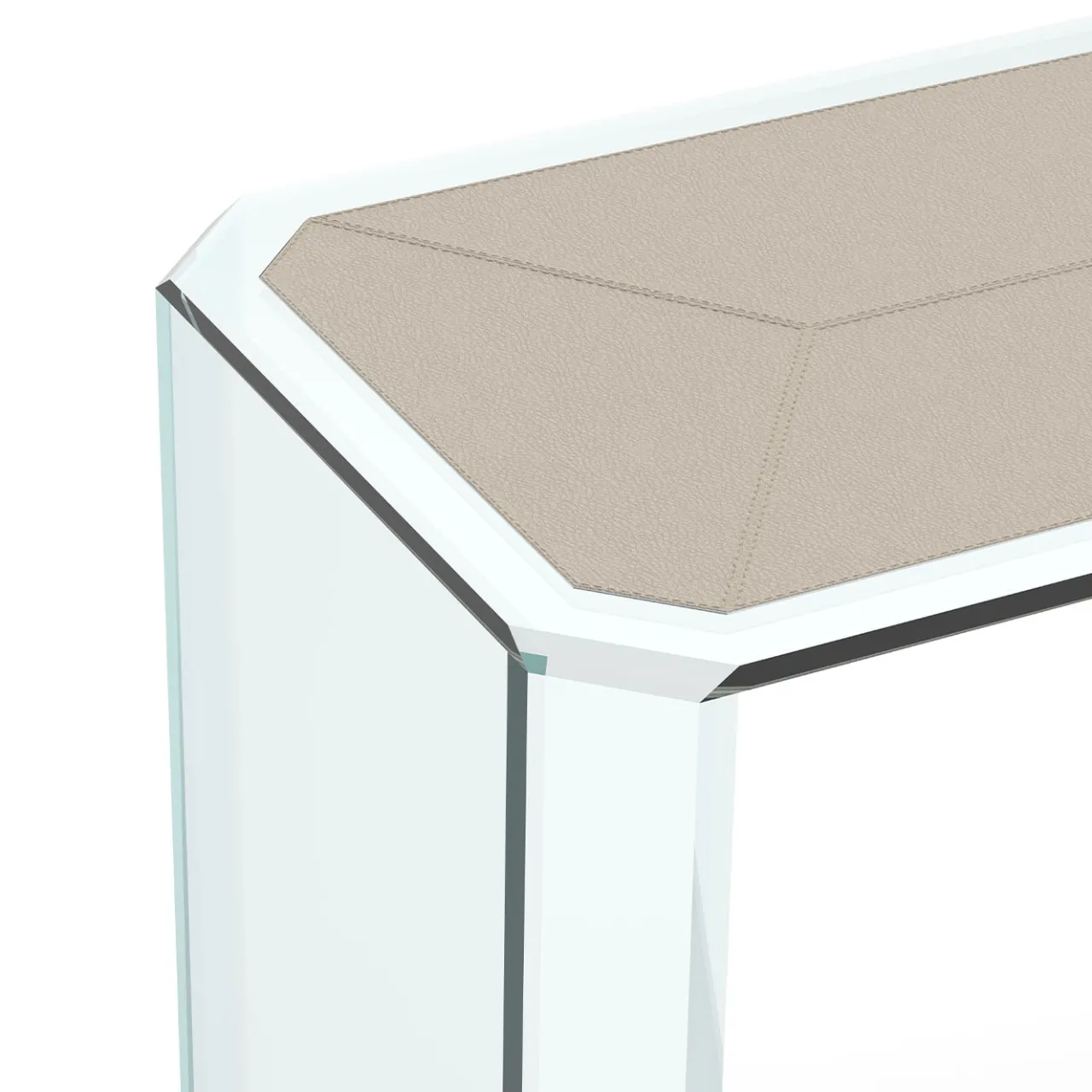 Esadesign Consoles<Jean Michel Clear Glass and Beige Leather Console