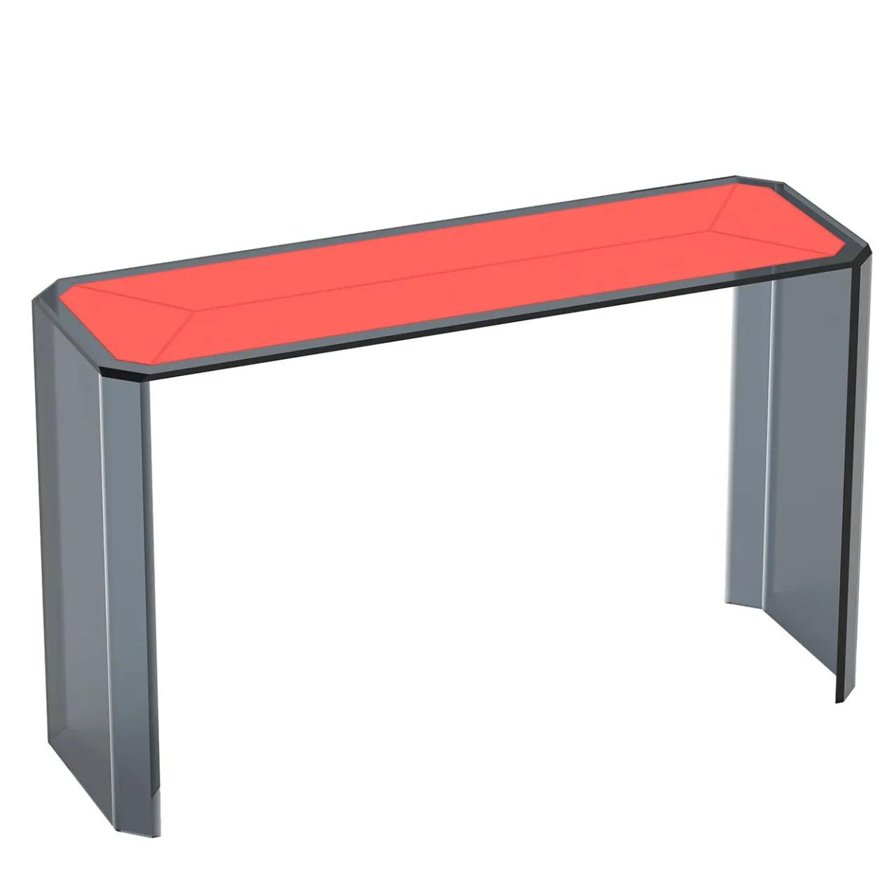 Esadesign Consoles<Jean Michel Smoked Grey Glass And Red Leather Console