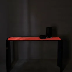 Esadesign Consoles<Jean Michel Smoked Grey Glass And Red Leather Console