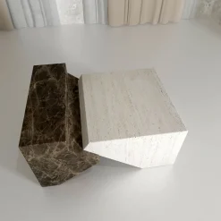Dimarmo Coffee Tables<Jogja Visone & Travertine Marble Coffee Table by Studio Hendro Hadinata