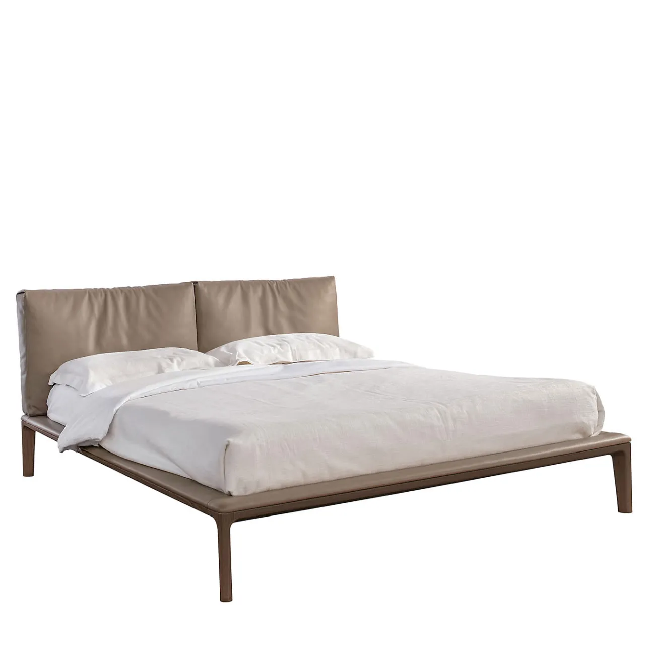 Alivar Beds<Join Taupe-Leather Double Bed by Giuseppe Bavuso