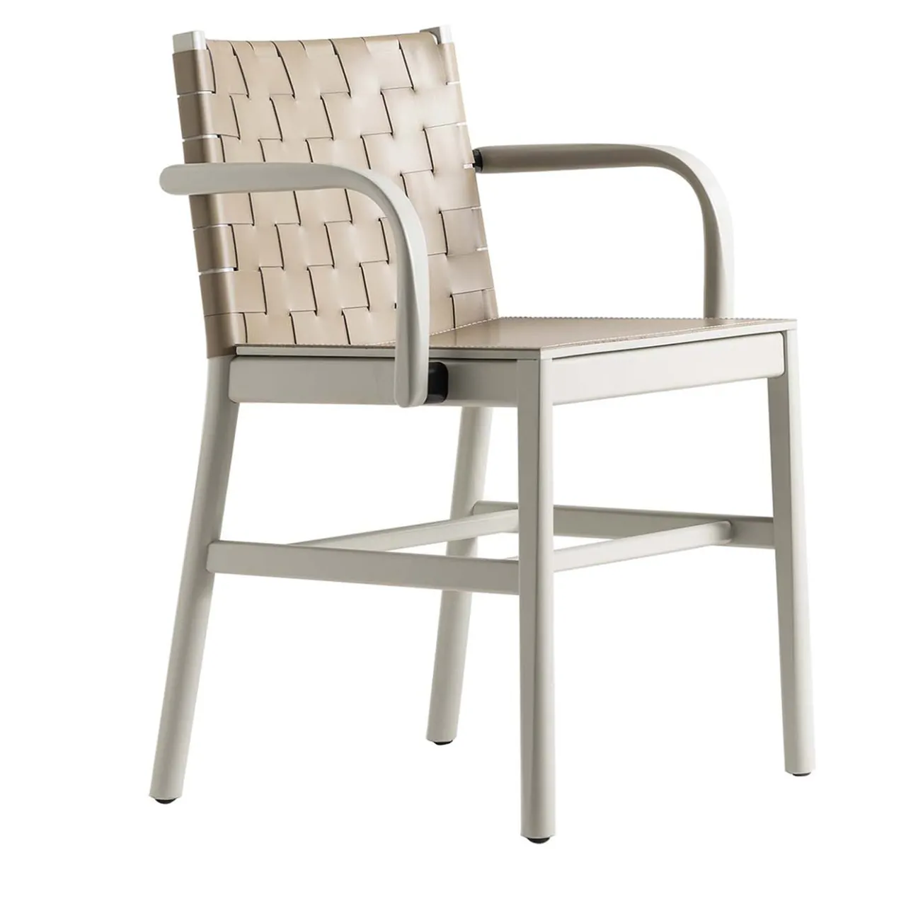 TrabA' Chairs<Julie Beige Leather chair with armrests by Emilio Nanni