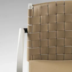 TrabA' Chairs<Julie Beige Leather chair with armrests by Emilio Nanni