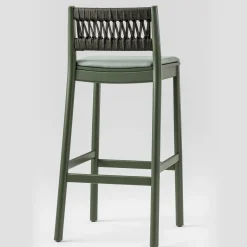 TrabA' Bar Stools<Julie Dark Green Stool with Upholstered Seat by Emilio Nanni