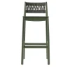TrabA' Bar Stools<Julie Dark Green Wood Bar Stool With Rope Backrest