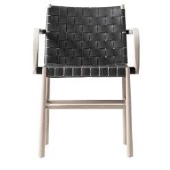 TrabA' Chairs<Julie White and Black chair with armrests by Emilio Nanni