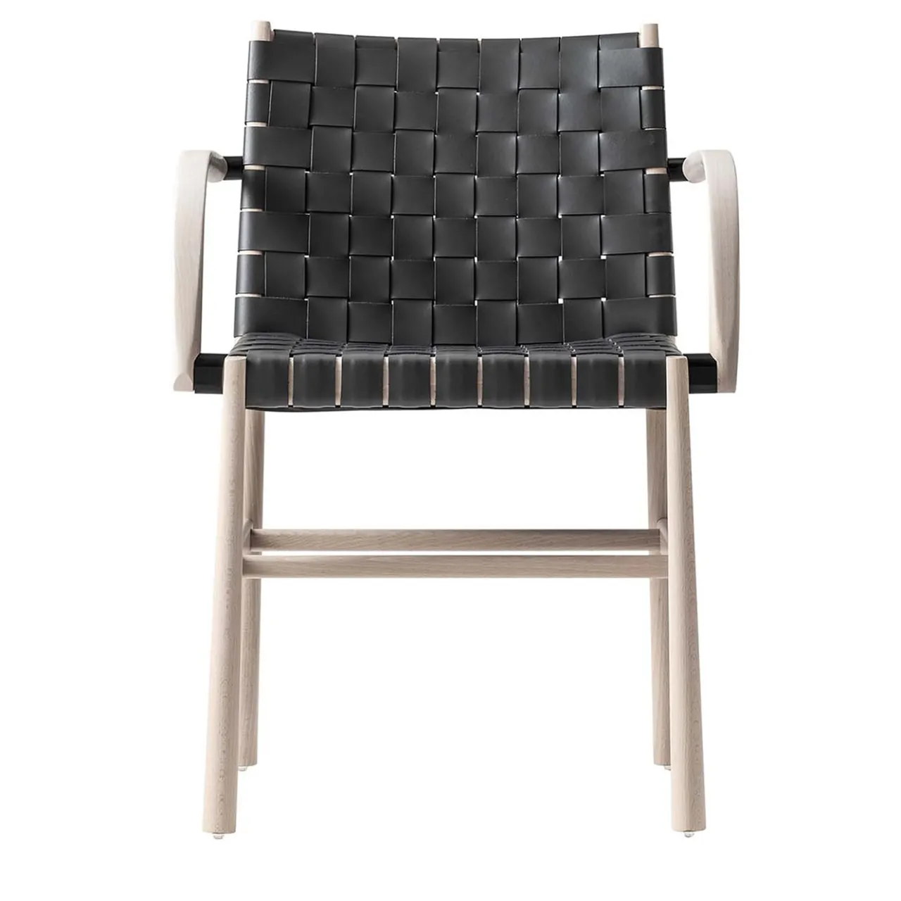 TrabA' Chairs<Julie White and Black chair with armrests by Emilio Nanni