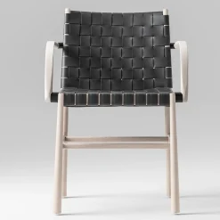 TrabA' Chairs<Julie White and Black chair with armrests by Emilio Nanni