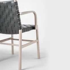 TrabA' Chairs<Julie White and Black chair with armrests by Emilio Nanni