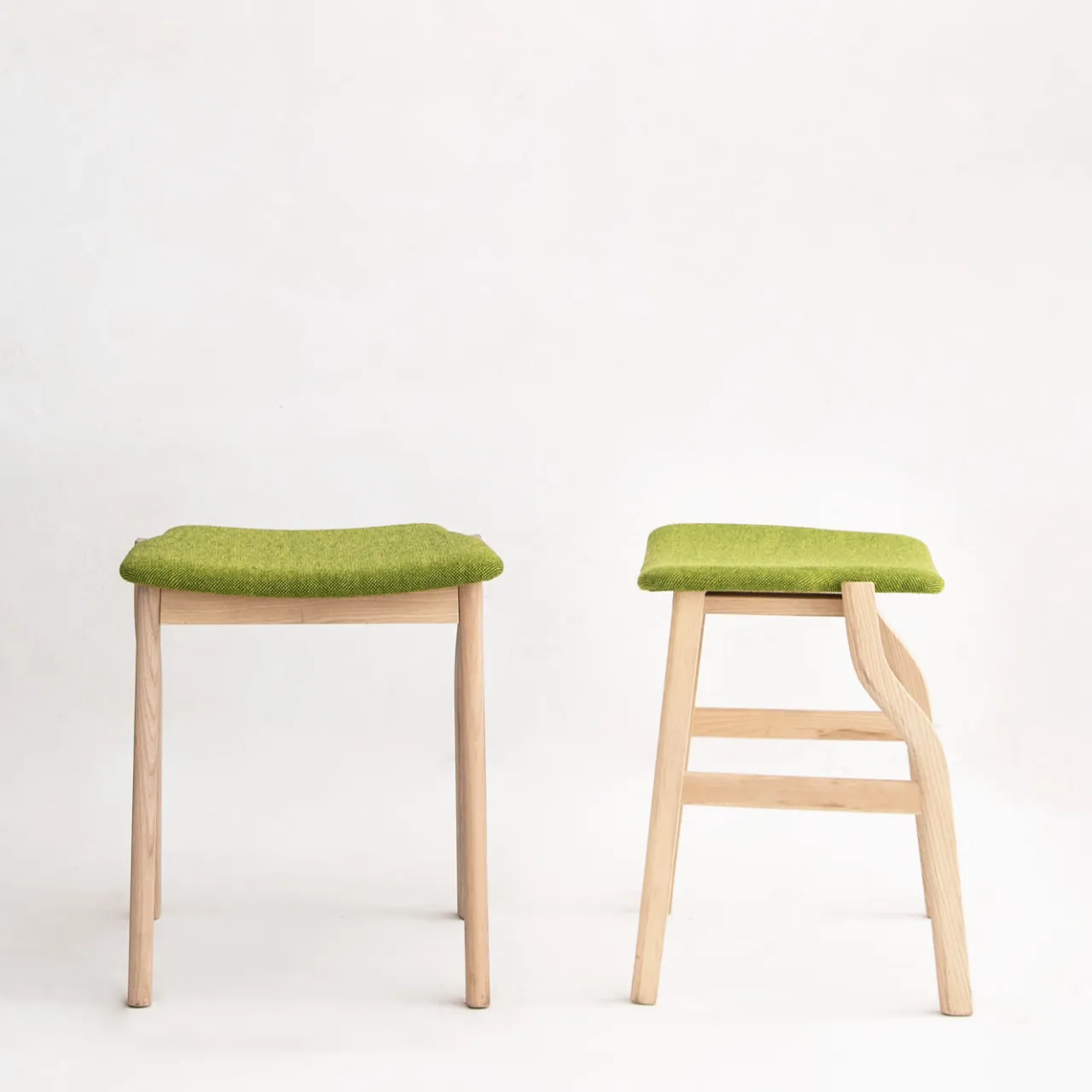 Bedont Stools<Kalea Low Stool in Ash with Upholstered Seat by Lorenz+Kaz #1