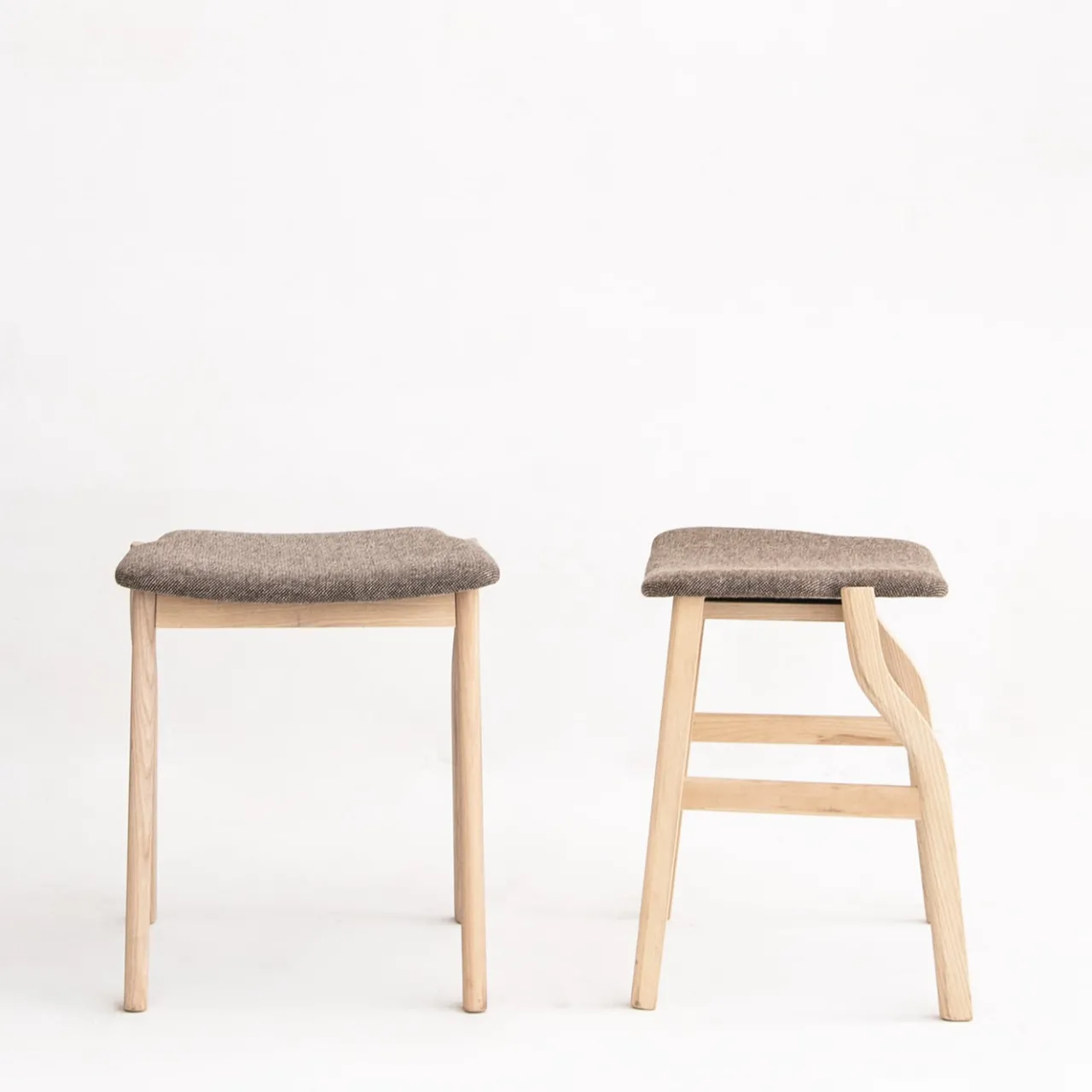 Bedont Stools<Kalea Low Stool in Ash with Upholstered Seat by Lorenz+Kaz #2
