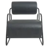 Real Piel Lounge Chairs<Kate Black Leather Lounge Chair and Pouf