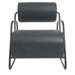 Real Piel Lounge Chairs<Kate Black Leather Lounge Chair and Pouf