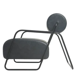 Real Piel Lounge Chairs<Kate Black Leather Lounge Chair and Pouf