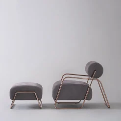 Real Piel Lounge Chairs<Kate Comfort Gray Nabuk Leather Lounge Chair with Footrest
