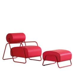 Real Piel Lounge Chairs<Kate Energy Red Leather Lounge Chair with Footrest