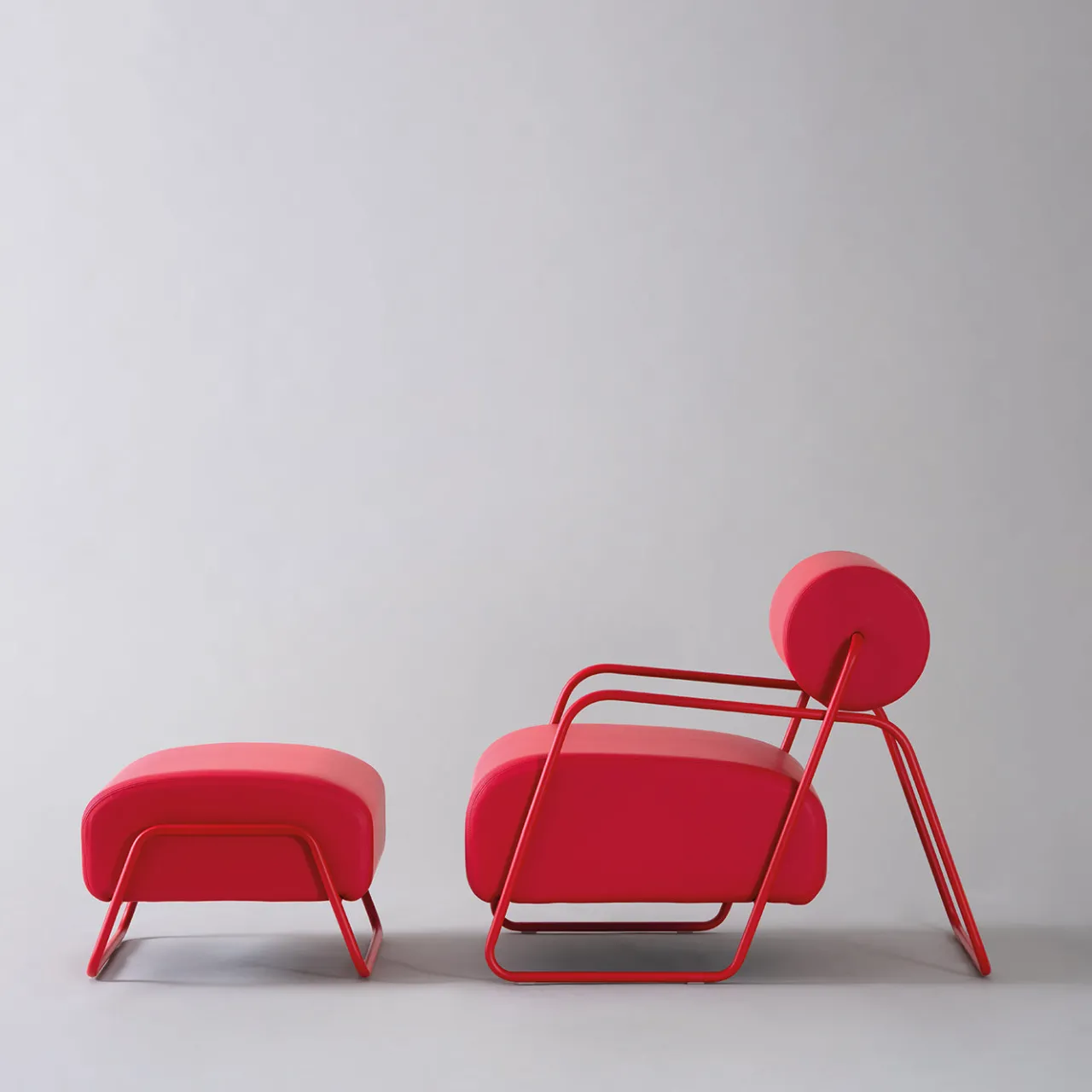 Real Piel Lounge Chairs<Kate Energy Red Leather Lounge Chair with Footrest