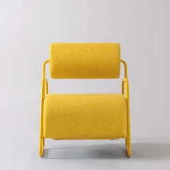 Real Piel Lounge Chairs<Kate Spark Yellow Tweed Textile Lounge Chair with Footrest