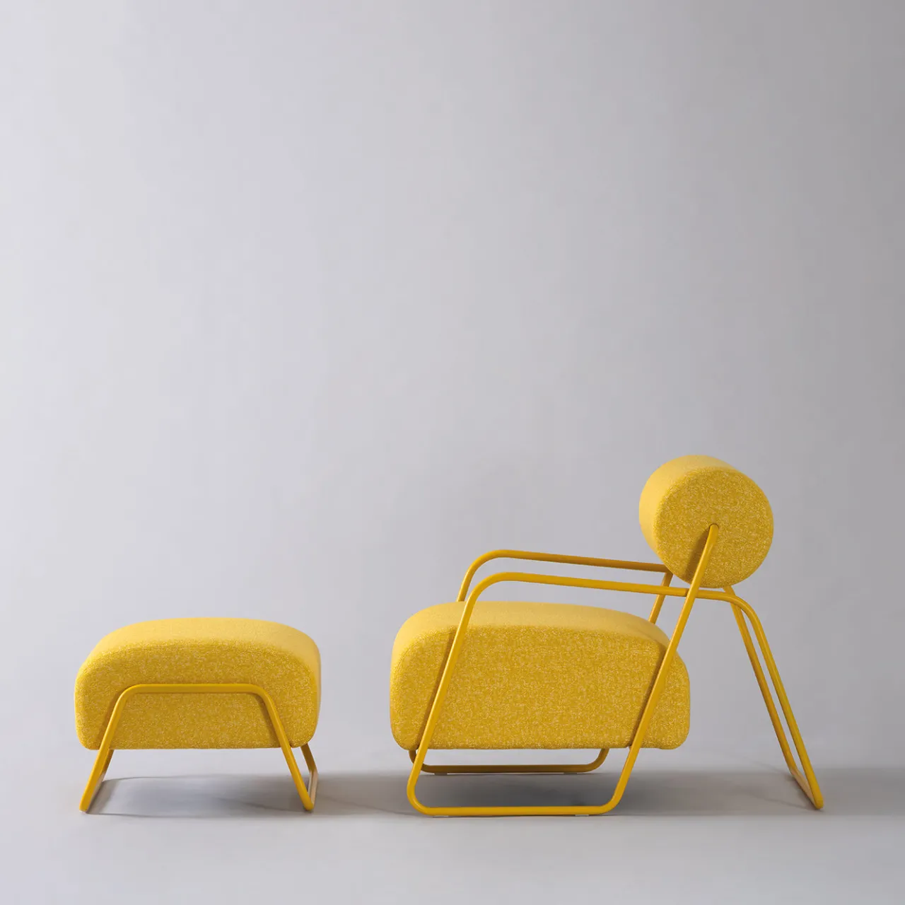 Real Piel Lounge Chairs<Kate Spark Yellow Tweed Textile Lounge Chair with Footrest
