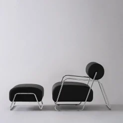 Real Piel Lounge Chairs<Kate Style Black Leather Lounge Chair with Footrest