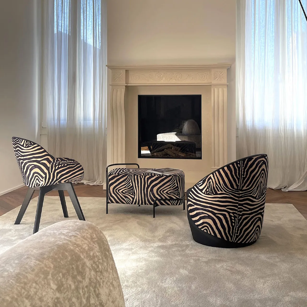 Real Piel Lounge Chairs<Kiros Lup Zebra-Striped Lounge Chair
