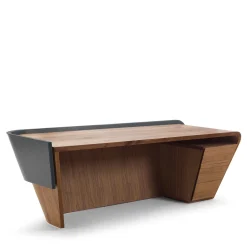 Riva 1920 Desk & Writing Tables<Klip solid Walnut wood and Olimpia Leather Desk by Karim Rashid