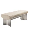 Visionnaire Benches<Kloster Beige Leather And Glossy Steel Bench