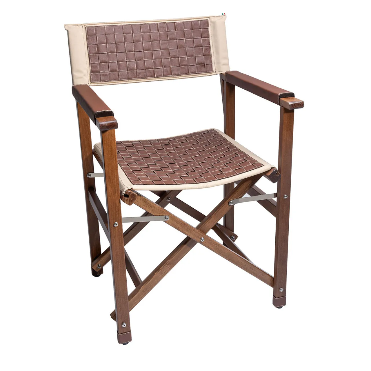 Marricreo Outdoor Chairs & Stools<Knotted Brown & Beige Faux-Leather Outdoor Director Chair